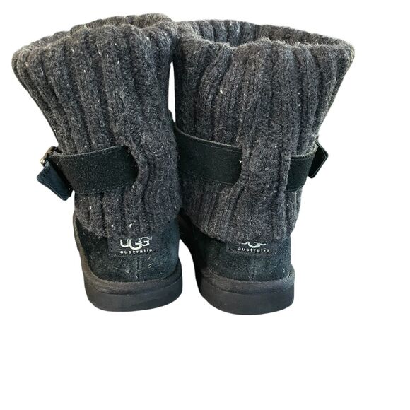 Womens Black UGG Australia Cambridge 1003175 Suede Knit Sheepskin Buckle Boots 6 - Picture 3 of 14